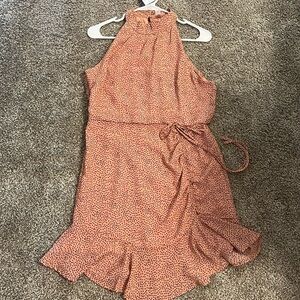 Buckle peachy/pink with brown dot dress.